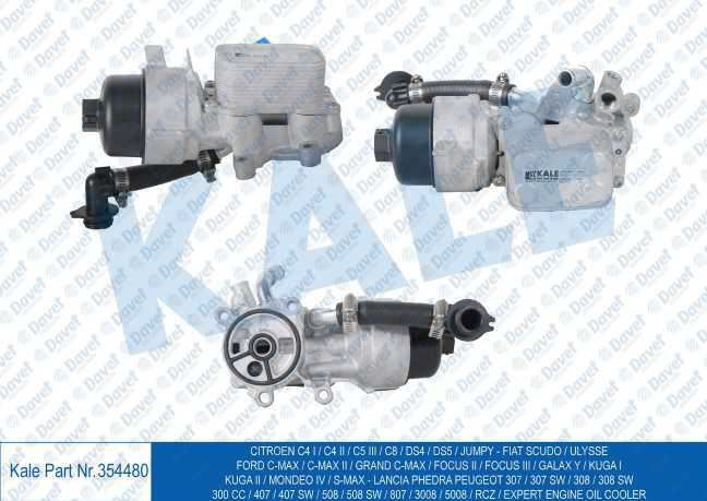 KALE 354480 Yag Sogutucu Citroen C4 I / C4 Ii / C5 Iii / C8 / Ds4 / Ds5 / Jumpy-Fiat Scudo / Ulysse-Ford C-Max / C-Max Ii / Grand C-Max / Focus Ii / Focus Iii / Galax Y / Kuga I / Kuga Ii / Mondeo Iv / S-Max-Lancia Phedra-Peugeot 307 / 307 Sw / 308 / 308 Sw / 300 Cc